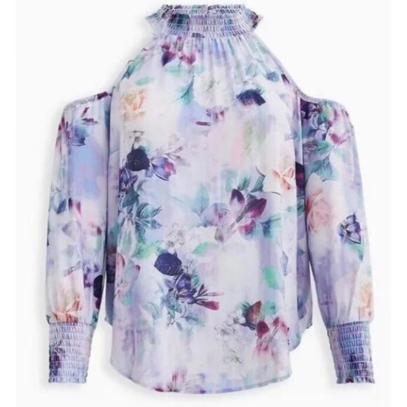 Torrid Georgette Smocked Hem Top 2 2X Purple Fairy Whimsigoth - Picture 1 of 9